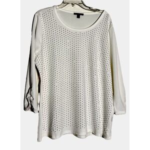 Robert Louis XL Silver Studded Tunic Top Round Neck 3/4 Rushed Sleeves Going Out